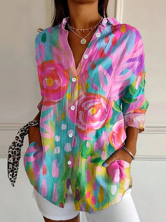 Blusa Artística Rosa Alegre