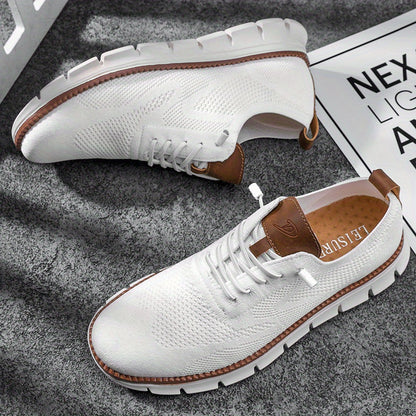PLUS SIZE Men's Trendy Knitted Breathable Walking Shoes, Trendy Non-Slip Casual Shoes, Men's Footwear
