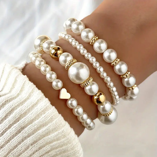 Boho Bracelet with Pearl-inspired