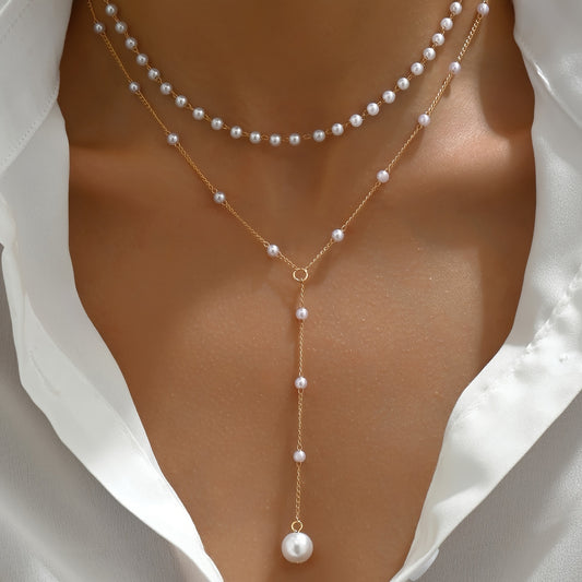 Boho 1-Piece Necklace Set with Pearl-inspired