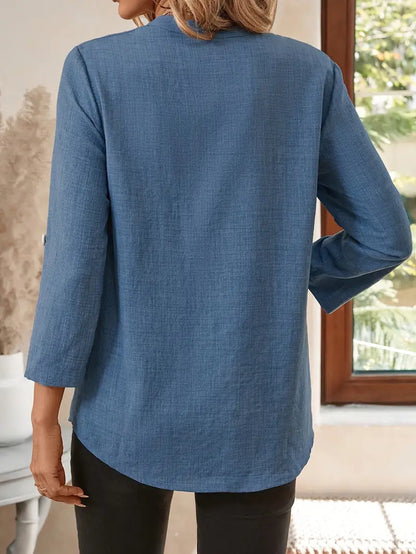 Solid Polyester Blouse Beige