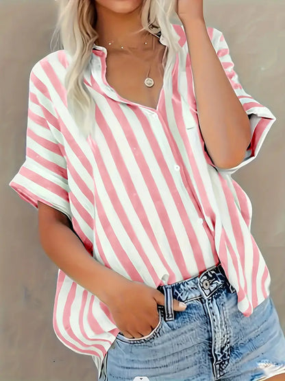 Striped Polyester Blouse