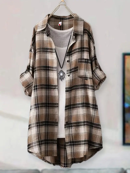 Plaid Polyester Blouse