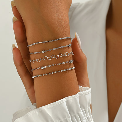 Vintage 5-Piece Necklace & Bracelet Set with Polished finish