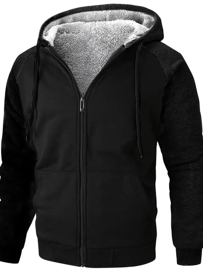 Polyester Cotton Knit Hooded Zip Long Sleeve Jacket