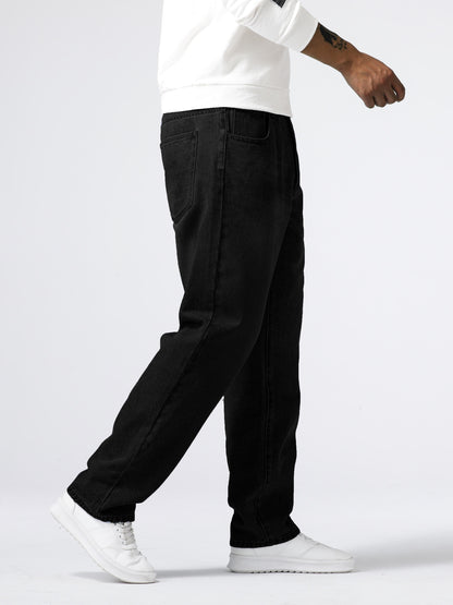 Men's Light Blue Relaxed Fit Jeans - Casual Straight-Leg Machine-Washable Denim Pants for Casual Attire, All-Season Comfort & Versatile Style