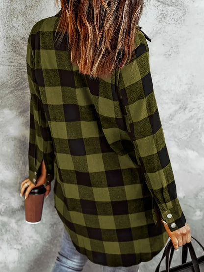 Plaid Polyester Blouse