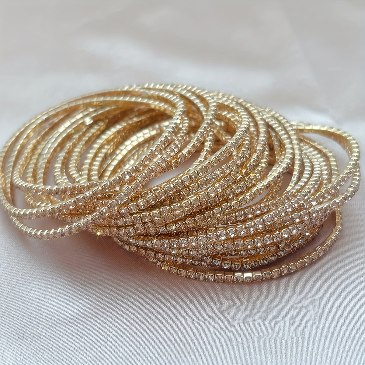 Modern 12-Piece Bracelet Set with Gold-tone
