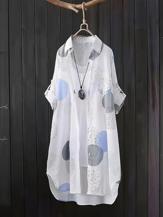 Geometric Polyester Blouse Lightweight