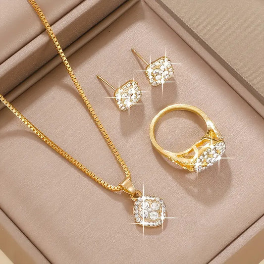 Modern Jewelry Set with Gold-tone