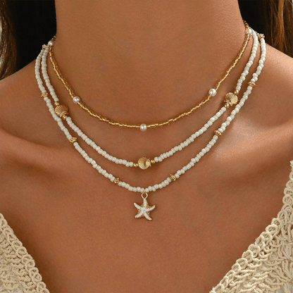Modern 3-Piece Necklace Set with Pearl-inspired