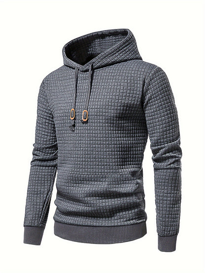 Men's Sporty Hooded Sweatshirt - Navy Blue with Copper Bow Accents, Regular Fit, Machine Washable, High-Quality Fabric for Casual & Athletic Wear, Sweater Hoodie, Everyday Comfort, Textured Knit Fabric
