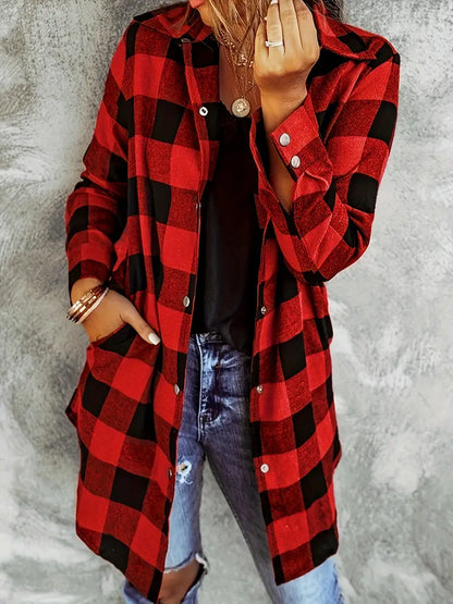 Plaid Polyester Blouse