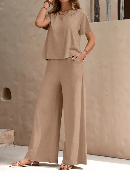 Solid Polyester Sweater 2-Piece Set