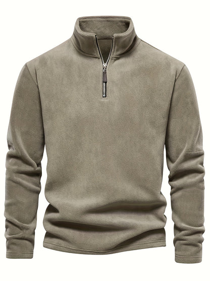 New Autumn And Winter Men'S Lamb Sweatshirt with a Stand-Up Collar, Half-Zip, Long Sleeves, Versatile European Style, Trendy Brand with Fleece Lining.