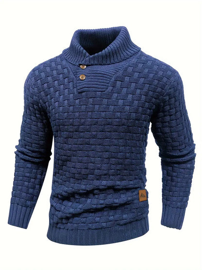 Polyester Knit Button-Up Long Sleeve Sweater