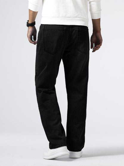 Men's Light Blue Relaxed Fit Jeans - Casual Straight-Leg Machine-Washable Denim Pants for Casual Attire, All-Season Comfort & Versatile Style