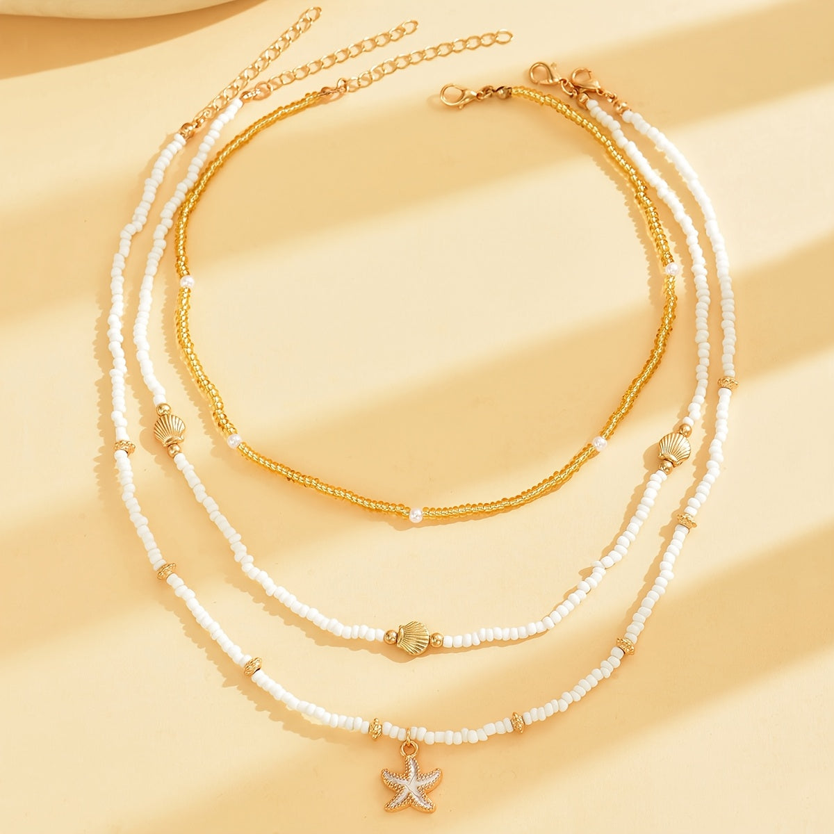 Modern 3-Piece Necklace Set with Pearl-inspired