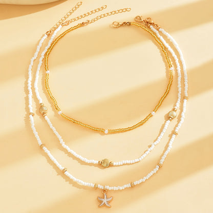 Modern 3-Piece Necklace Set with Pearl-inspired