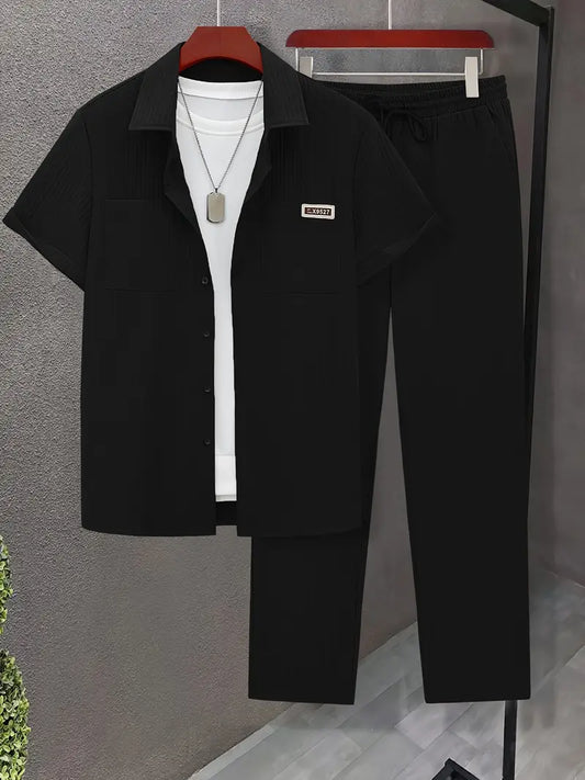 Polyester Button-Up Short Sleeve Shirt