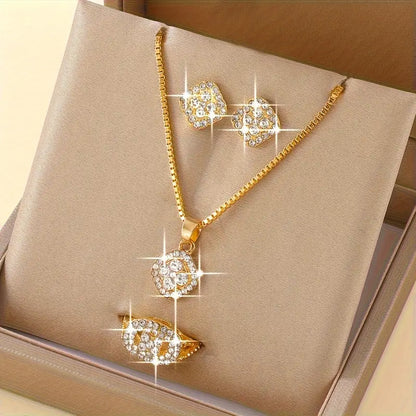 Modern Jewelry Set with Gold-tone