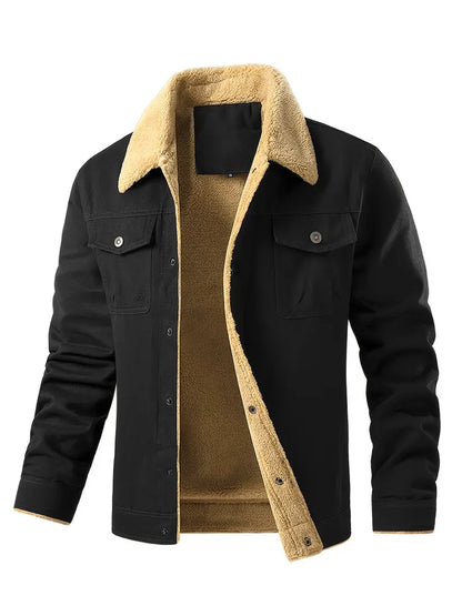 Fleece Polyester Cotton Button-Up Jacket