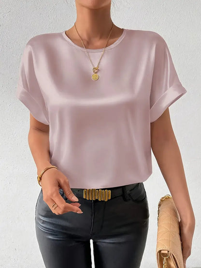 Solid Polyester Blouse Batwing