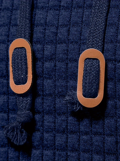 Men's Sporty Hooded Sweatshirt - Navy Blue with Copper Bow Accents, Regular Fit, Machine Washable, High-Quality Fabric for Casual & Athletic Wear, Sweater Hoodie, Everyday Comfort, Textured Knit Fabric