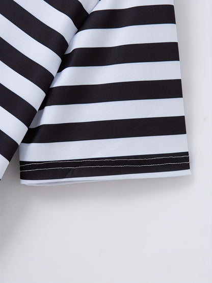Men'S Short-Sleeve Polo Shirt with Print Stripes for Casual Summer Wear.