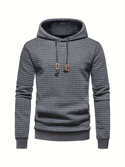 Men's Sporty Hooded Sweatshirt - Navy Blue with Copper Bow Accents, Regular Fit, Machine Washable, High-Quality Fabric for Casual & Athletic Wear, Sweater Hoodie, Everyday Comfort, Textured Knit Fabric
