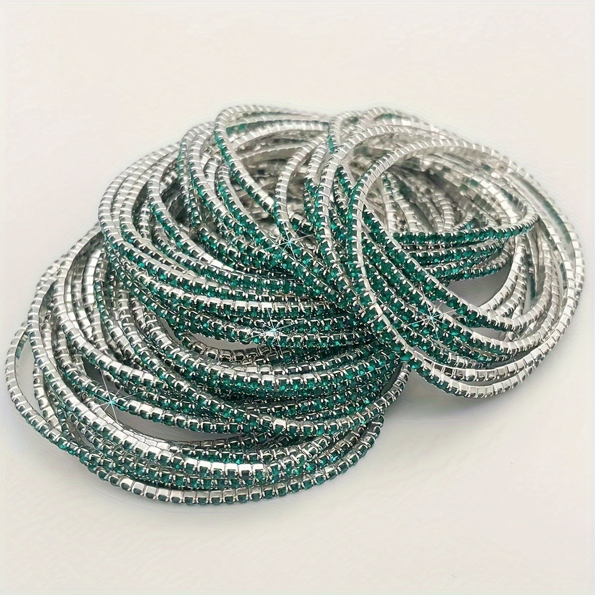 Modern 12-Piece Bracelet Set with Gold-tone