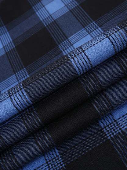 Men's Fleece-Lined Hoodie - Casual & Sporty, Plaid Pullover with Button Detail, Long Sleeve, Loose Fit for Fall/Winter