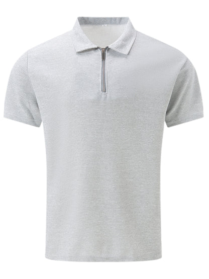 Men's Solid Short Sleeve Zipper Shirt, Casual Male Shirt For Summer Outdoor, Gift For Men
