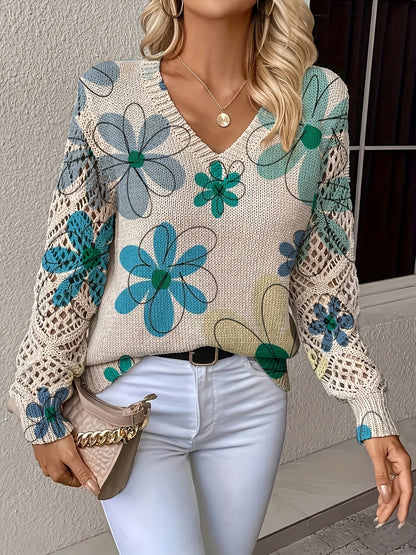 Women'S Elegant V-Neck Sweater - All-Season Long Sleeve Pullover Sweater in Beige, Brown, Pink, Black, White, Gray - Office, Party, Everyday Chic Sweater for Women - Year-Round Wardrobe Essential, Office Attire, Bohemian Style, Comfortable Fit