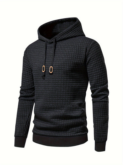 Men's Sporty Hooded Sweatshirt - Navy Blue with Copper Bow Accents, Regular Fit, Machine Washable, High-Quality Fabric for Casual & Athletic Wear, Sweater Hoodie, Everyday Comfort, Textured Knit Fabric