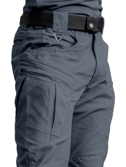 Men's Tactical Cargo Pants with Multiple Utility Pockets - Durable Non-Stretch Fabric, Beltless Waistband for Outdoor Hiking, Construction Work & Casual Wear - Spring Summer Fall Seasonal Design, Hiking Essentials, Solid Color Design