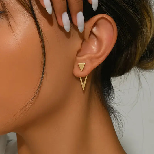 Modern Earrings with Gold-tone