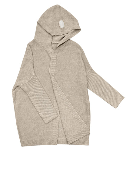 Solid Open Front Hooded Cardigan, Casual Batwing Sleeve Sweater Coat, Women's Clothing