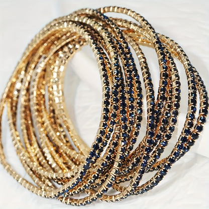 Modern 12-Piece Bracelet Set with Gold-tone
