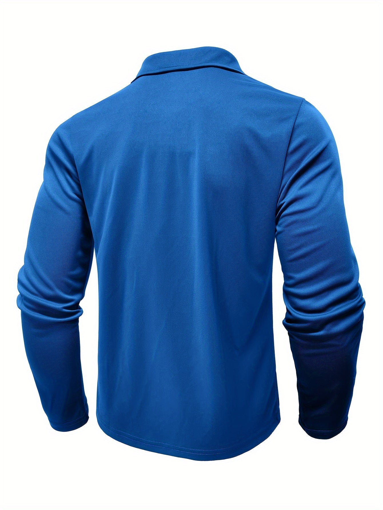 2024 Fall Casual Men'S Long Sleeve Polo Shirt with Color Block Design, Polyester Knit Fabric, Regular Fit, Half Placket, and Slight Stretch