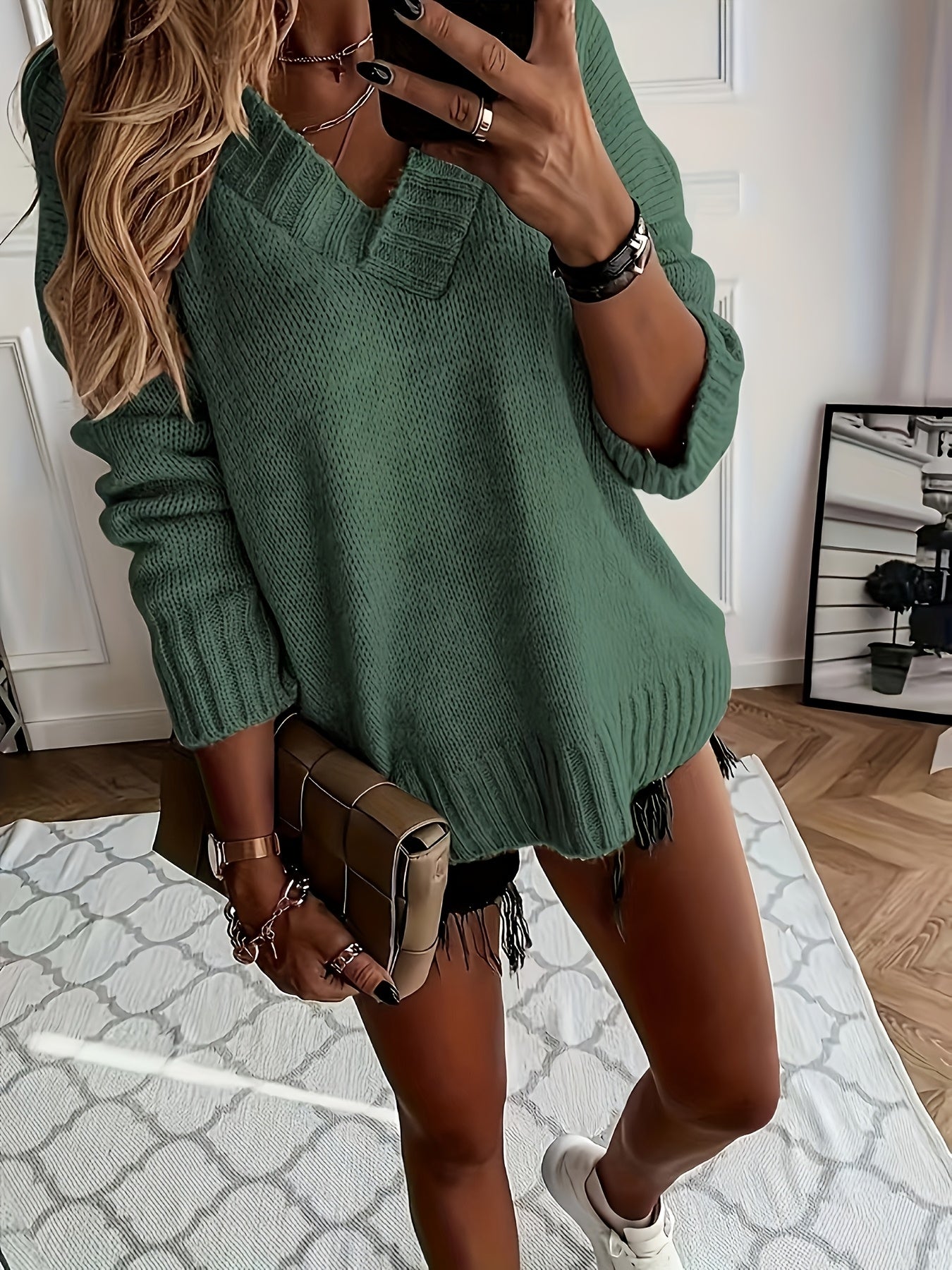 V-Neck Knitted Sweater