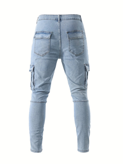 Men's Skinny Jeans - Stretch Work Pants with Slim Fit, All-Season Stretch Denim for Casual & Formal Outfits - Non-See-Through Streetwear Trousers, Versatile Clothing, Contemporary Fashion, Durable Fabric, Stylish Bottoms, Urban Style