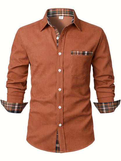 Men's Lapel Shirt, Casual Button Up Long Sleeve Shirt For Summer Fall Business