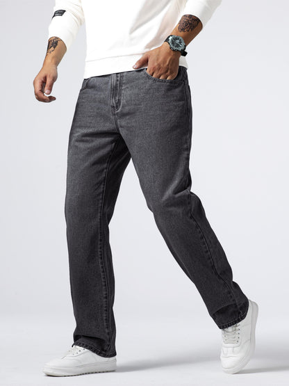 Men's Light Blue Relaxed Fit Jeans - Casual Straight-Leg Machine-Washable Denim Pants for Casual Attire, All-Season Comfort & Versatile Style