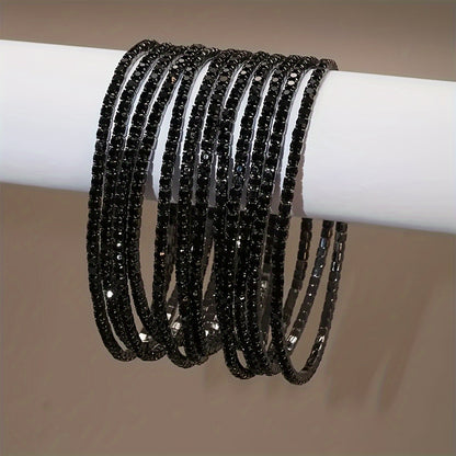 Modern 12-Piece Bracelet Set with Gold-tone
