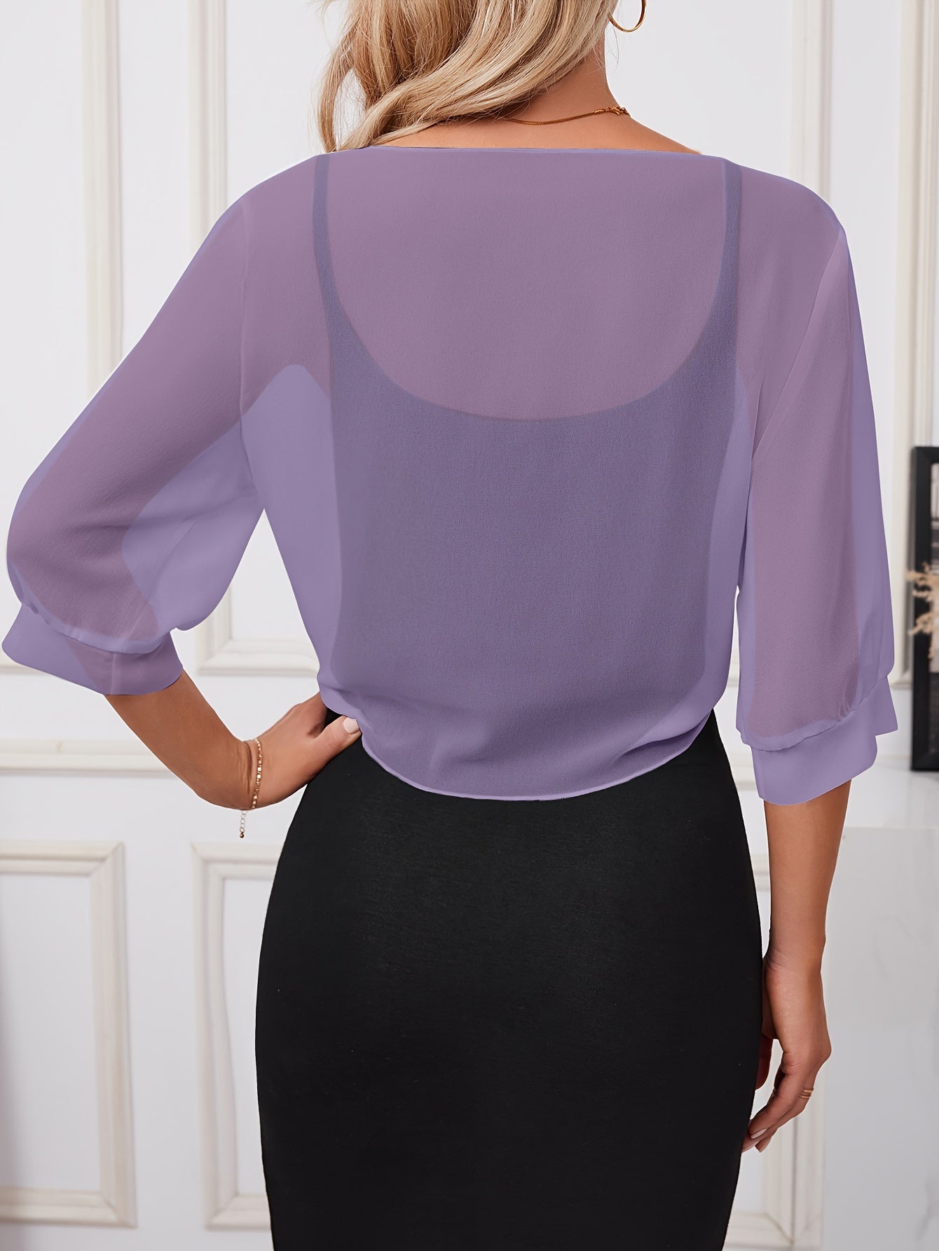 [Lightweight and Breathable] Elegant Shawl Wrap with Tie-Front Detail | Polyester | Lightweight and Breathable | Dress Accessory | Spring/Summer/Fall Events | Chic