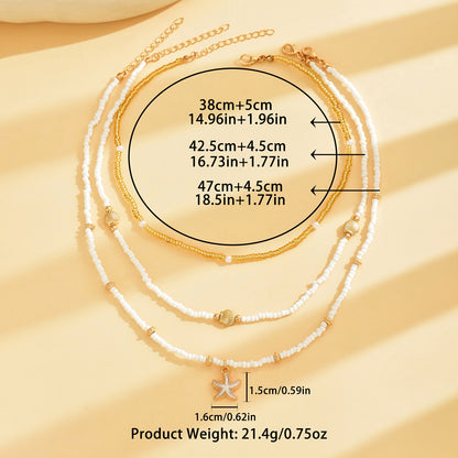 Modern 3-Piece Necklace Set with Pearl-inspired