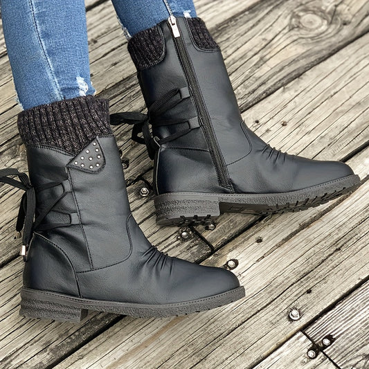 Timeless Grey Wool Block Heel Boots with Block Heel