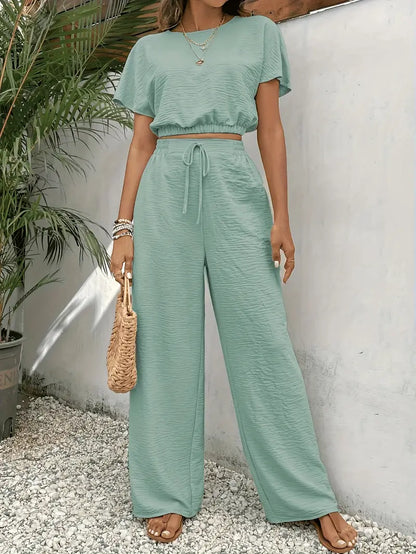 Solid Polyester Sweater Batwing Sleeve Crop