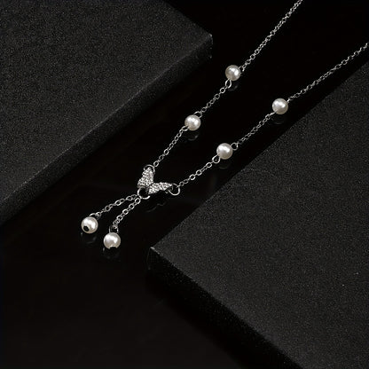Modern Necklace with Pearl-inspired